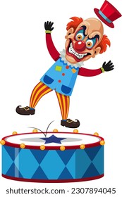 A creepy clown cartoon character illustration