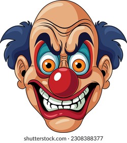 A creepy clown cartoon character illustration