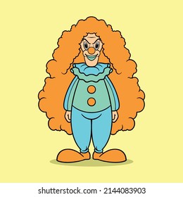 creepy clown cartoon for commercial use