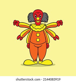 creepy clown cartoon for commercial use