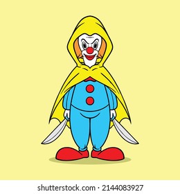 creepy clown cartoon for commercial use