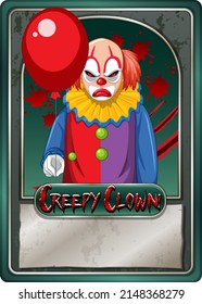 Creepy Clown Character Game Card Template Illustration