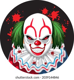 Creepy clown face on white background illustration