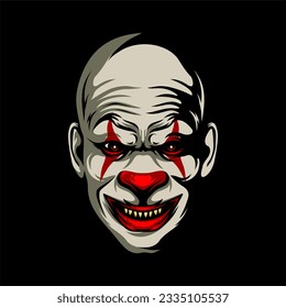 Creepy clown faces, Design element for logo, poster, card, banner, emblem, t shirt. Vector illustration