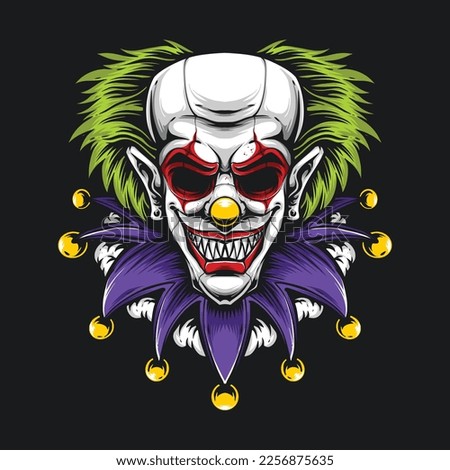 creepy clown head vector illustration
