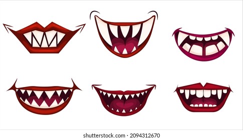 Creepy Clown Mouths Set Scary Evil Stock Vector (Royalty Free ...