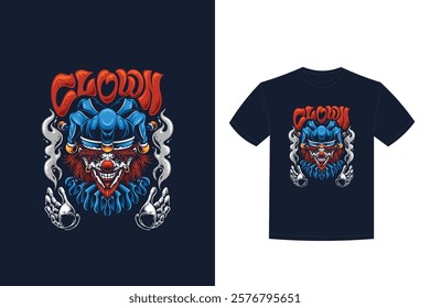 creepy clown smile vector illustration t shirt design