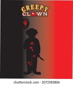 Creepy Clown Text Poster With Clown Silhouette Illustration