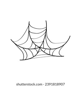 creepy cobweb cartoon. scary element, fear decoration, line net creepy cobweb sign. isolated symbol vector illustration