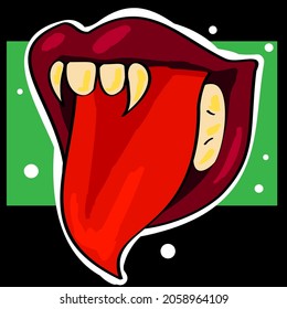 creepy colorful vampire smile icon