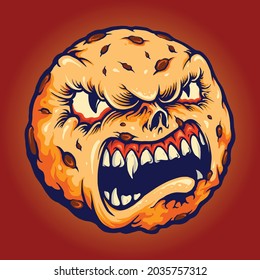 Creepy Cookies Monster Chocolate Cake Halloween Vector illustrations for Logo, mascot merchandise t-shirt, stickers and Label designs, poster, greeting cards advertising business company or brand svg