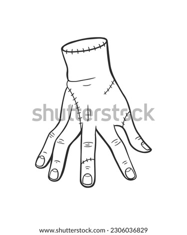 Creepy cut of hand with scars. Vector isolated cut off hand. Wednesday thing.
