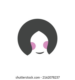 Creepy but cute face vector logo. Ghost logo shaped like a circle. Suitable for kids, beauty, brand, and product.