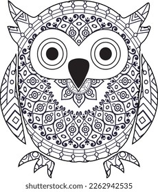 Creepy cute owl mandala coloring page