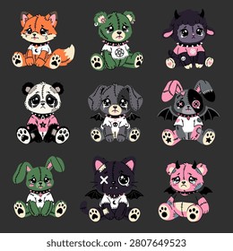 Creepy Cute Patchwork Plush Toy Animals Set