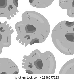 Creepy and cute Skull bones vector seamless pattern. Halloween vector texture 