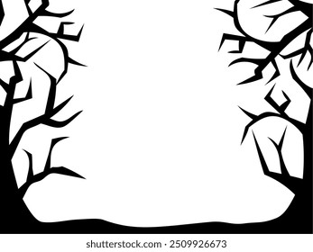 Creepy dead tree silhouette background with copy space