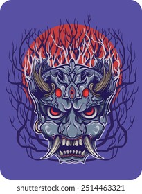 creepy demon mask vector design like japanese oni mask