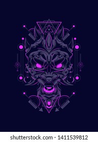 Creepy Devil face with sacred geometry pattern