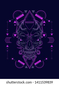 Creepy Devil face with sacred geometry pattern