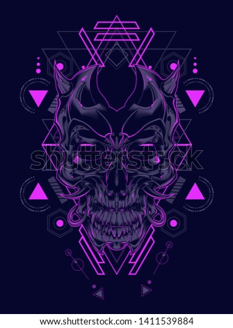 Creepy Devil face with sacred geometry pattern