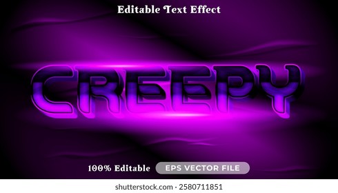 Creepy editable text effect vibrant modern color shiny. Text style effect. Editable fonts vector files