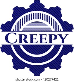 Creepy emblem with denim high quality background