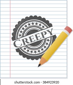Creepy emblem drawn in pencil