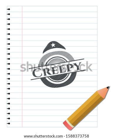 Creepy emblem drawn in pencil. Vector Illustration. Detailed.