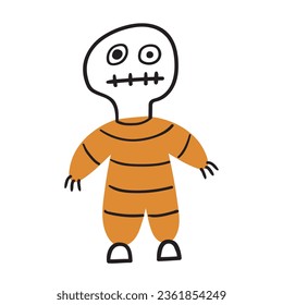 Creepy evil doll. Design for Halloween. Zombie. Vector simple illustration. Flat icon on white background.