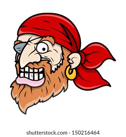 Creepy Evil Pirate Man - Vector Cartoon Illustration