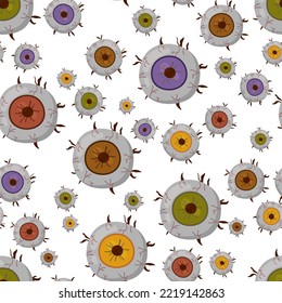Creepy eye vector illustration. Halloween scary eyeball isolated on white background. Cartoon zombie monster eye clipart. Horror party decorations.