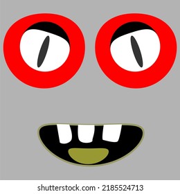 Creepy Eyes And Mouth Vector Design. Illustration, Abstract