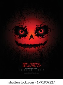 Creepy Face for Halloween Modern Background. Minimalist Creative Design Concept.