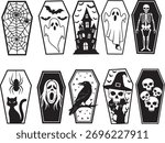 Creepy Face Silhouette Bundle | Scary Halloween Portrait  | Horror Vector Set