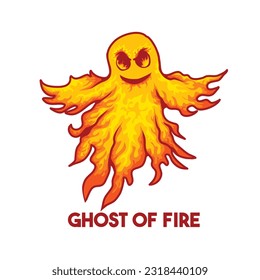 creepy fiery ghost vector illustration