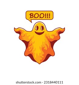 creepy fiery ghost vector illustration