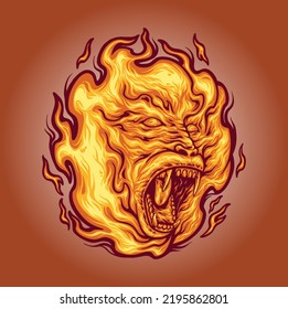Creepy fire monkey vector illustrations you can use it for any purpose such as merchandise, tshirt, print, tattoo, logo etc