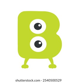 Creepy funny monster alphabet. Font design for kids. Vector illustration of ABC banner for preschool, kindergarten kids or kindergarten children to learn letters.