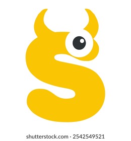 Creepy funny monster alphabet. Font design for kids. Vector illustration of ABC banner for preschool, kindergarten kids or kindergarten children to learn letters.