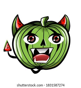 creepy and funny watermelon vector