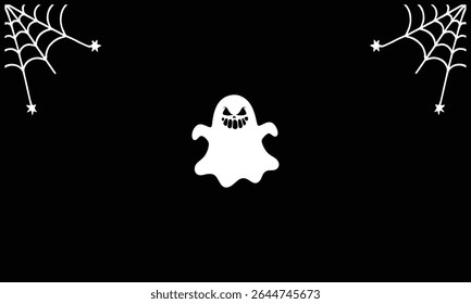 Fantasma assustador com sorriso minimalista ilustração vetor Halloween