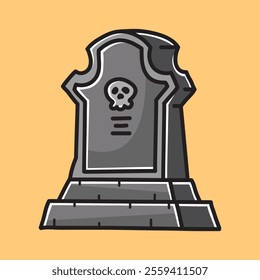 Creepy Gravestone Vector Cartoon Illustration