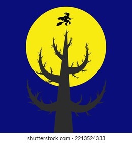 Creepy graveyard Halloween background. Vector illustration. 