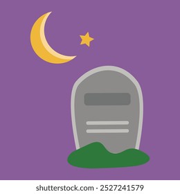 Creepy graveyard vector, graveyard illustration, happy halloween vector, tombstone head illustration 