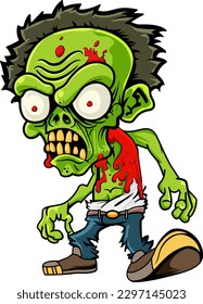 A Creepy Green Zombie In Cartoon Style illustration