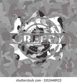 Creepy grey camouflaged emblem
