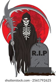 Creepy Grim Reaper Halloween Vector