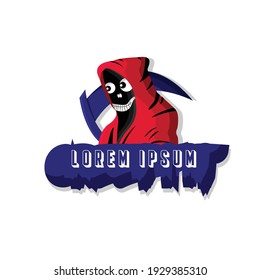 Creepy Grim Reaper Illustration Logo