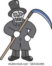 Creepy grim reaper with a scythe